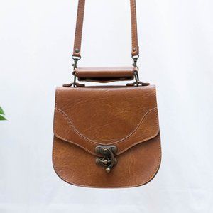 vintage 70s brown shoulder bag / faux leather